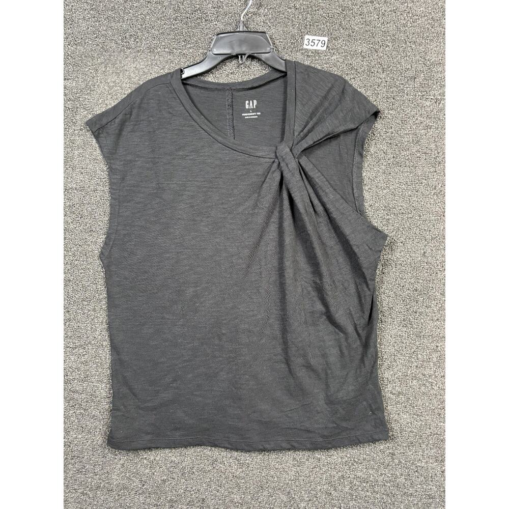GAP Black Twist-Detail Cap Sleeve Top